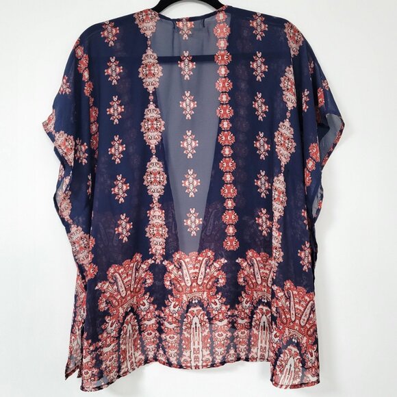 Love Tree Boho Printed Open Front Kimono Size Small Beach Cover Up Wrap - Picture 5 of 10